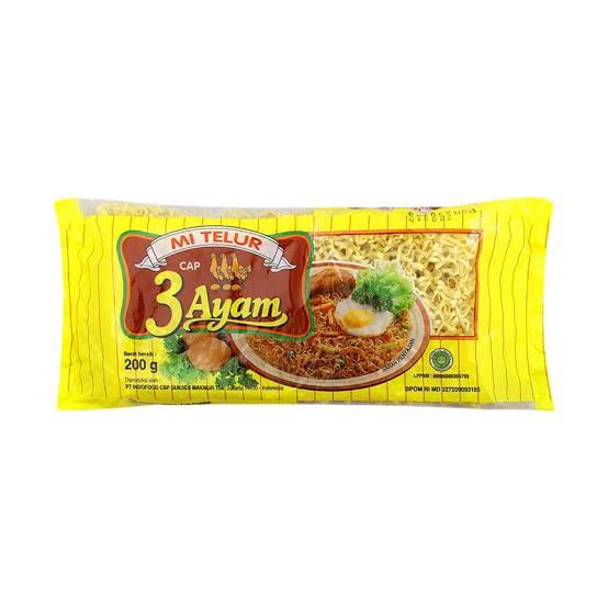 

3 AYAM MIE TELOR KUNING 200GR /PCS