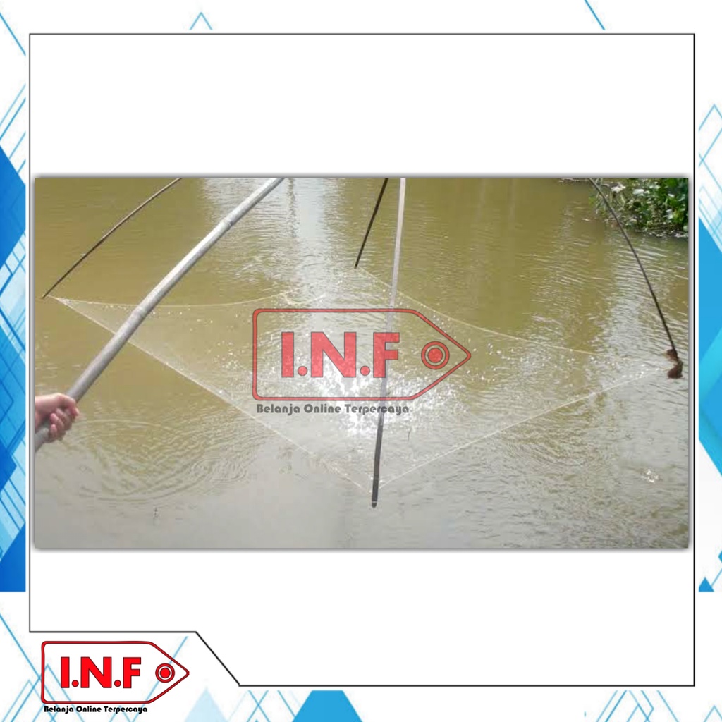 Jaring anco benang nylon + ukuran 150 cm x 150 cm + jaring ikan kotak