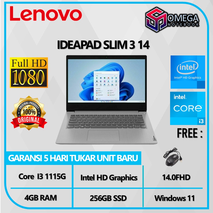 LENOVO IDEAPAD SLIM 3 14 I3 1115G4 4GB 256SSD W11 14.0FHD