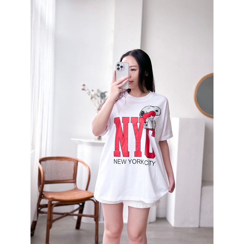 INFINITEE Kaos Oversized Ukuran Jumbo Wanita Lengan Pendek Bahan Katun 120