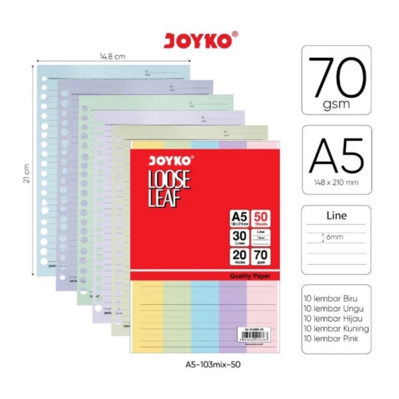 

loose leaf warna A5 Joyko colour mix