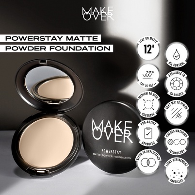 AURORA - MAKE OVER Powerstay Matte Powder Foundation 12 g - Bedak Padat