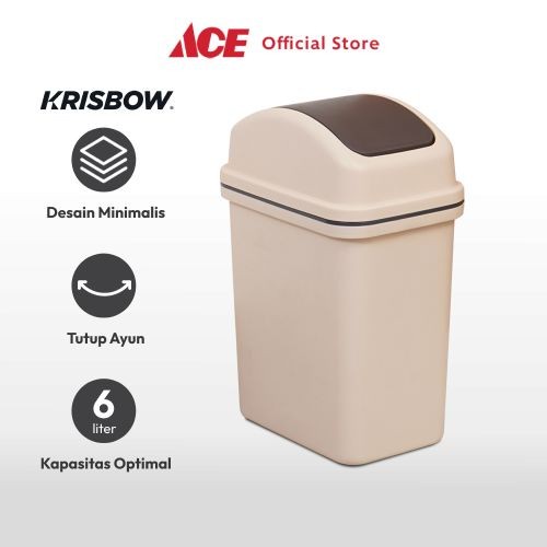 Tempat Ace - Krisbow 6 Ltr Tempat Sampah Plastik - Krem