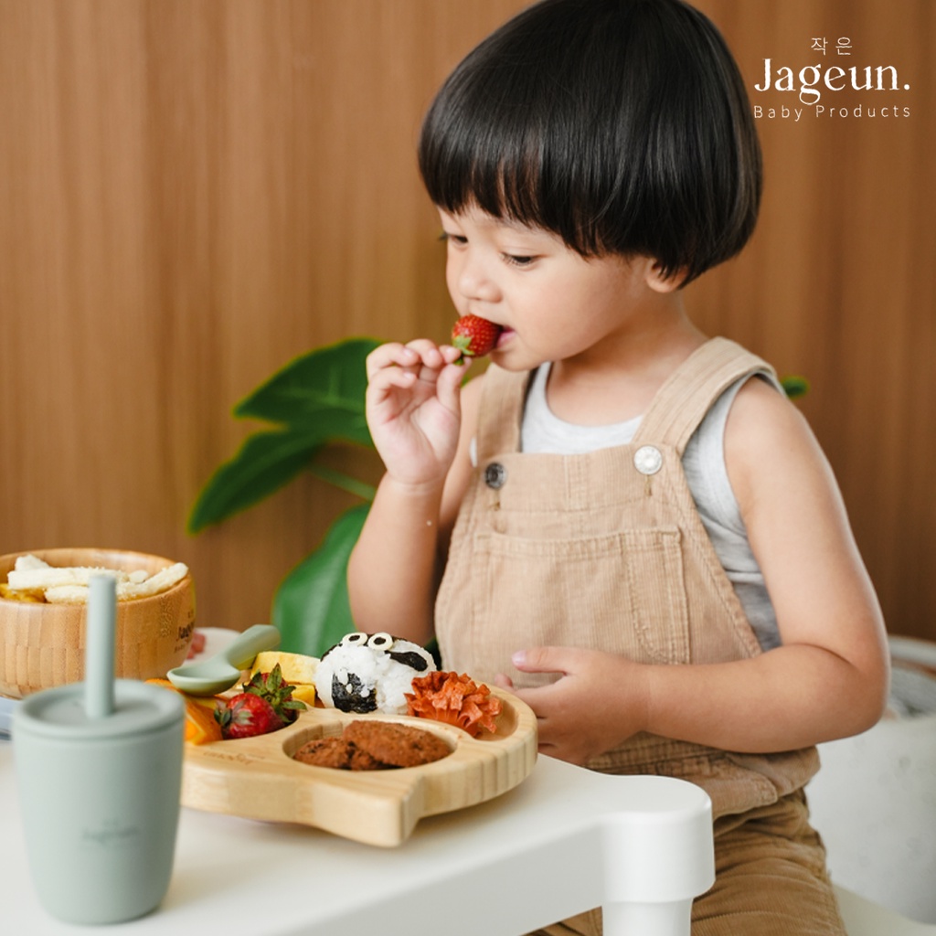 JAGEUN Bamboo Silicone Suction Plate Animal Shape | Piring Tempat Makan Kayu Bambu Anak Bayi Mpasi Silikon Bentuk Hewan