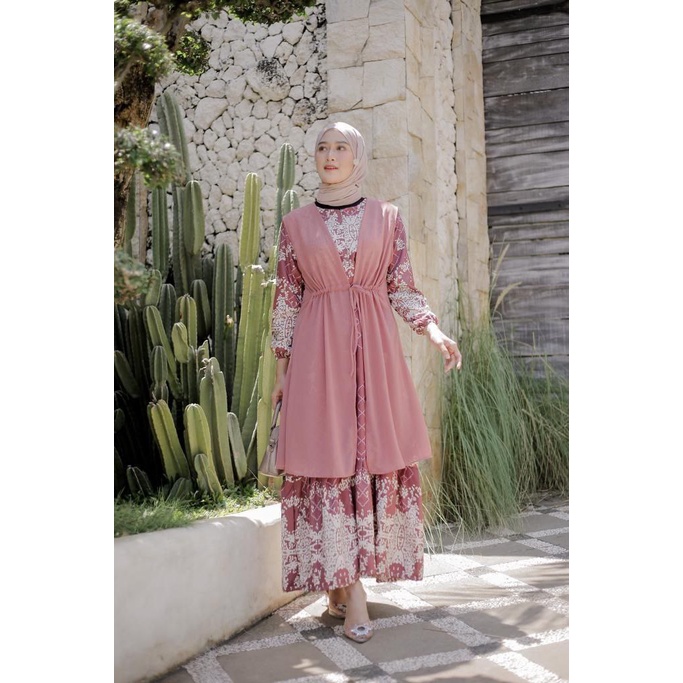 GAMIS AURORA MAXMARA LUX GAMIS / GAMIS ARMANY / SILK MOTIF / BAJU WANITA / DRESS WANITA