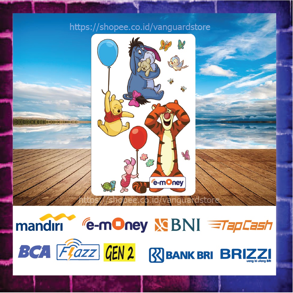 KARTU E MONEY E TOLL WINNIE THE POOH DAN KAWAN2 EMONEY MANDIRI FLAZZ BCA BNI TAPCASH BRIZZI BRI - 1 SISI