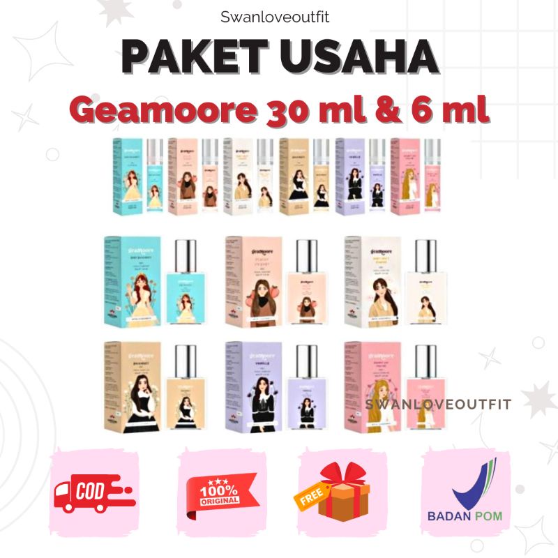 PAKET USAHA 12 PCS Parfum Geamoore 30 ml &amp; 6 ml | Paket Grosir Geamoore Termurah