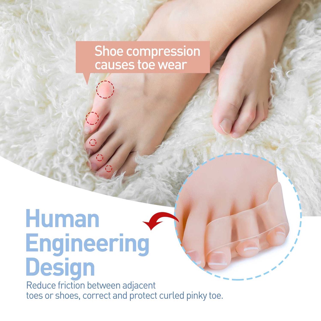 Pemisah Jari Kaki Bunion Three Hole Pinky Toe Separator 2 PCS Mengurangi Tekanan Pada Ujung Jari Kaki Material Silikon