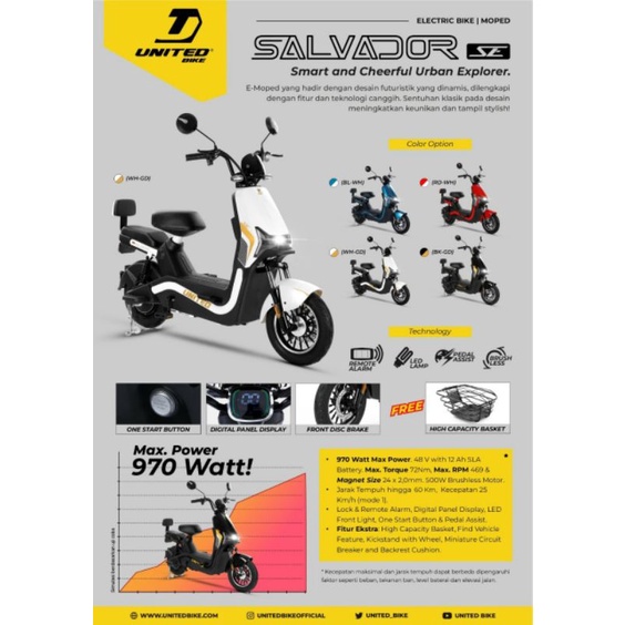 Sepeda Listrik (Electric Bike) Merk United Salvador