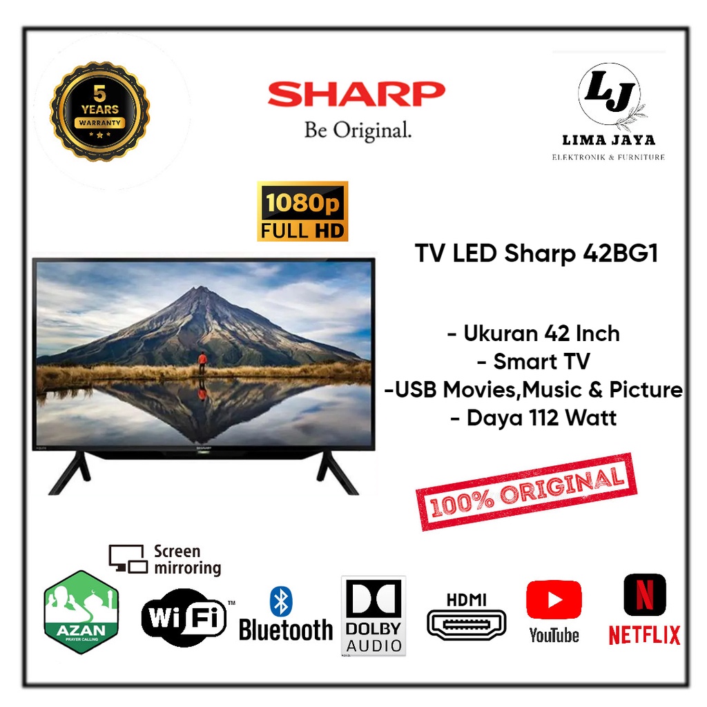 SHARP LED TV 42BG1 ANDROID + DIGITAL TV LED SHARP FULL HD 42 Inch