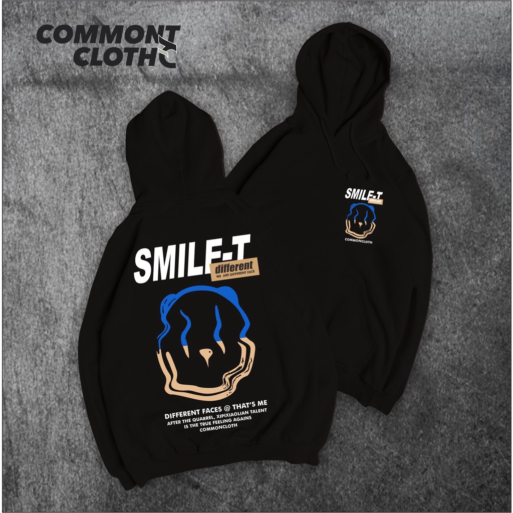 Hoodie Pria Smile commont cloth abu grey pria wanita basic redy all size m l xl