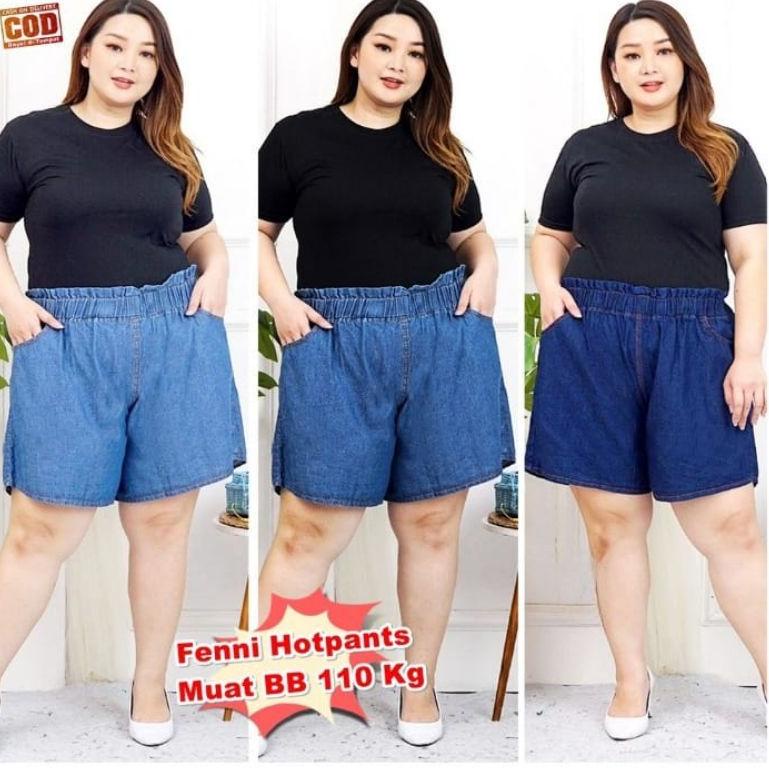 TERBAIK HOTPANS JEANS JUMBO/CELANA PENDEK WANITA MUAT BB 100kg