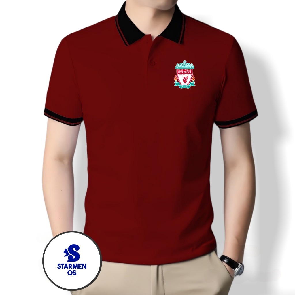 Kaos Wangki Polo Atasan Tshirt Pria Kerah Wangki Big List LOGO LIVERPOOL