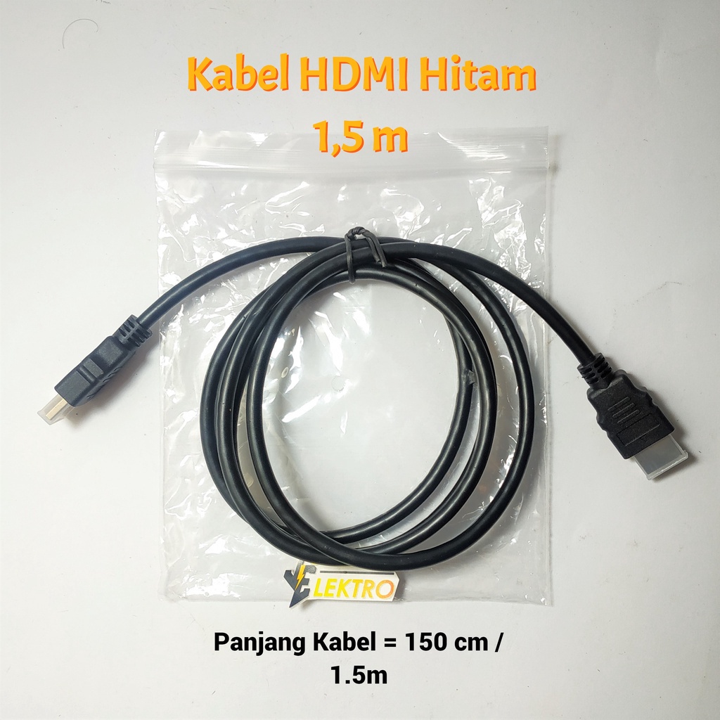 Kabel HDMI Hitam 1,5 Meter (150cm) Male to Male | HDMI Full Size TYPE A