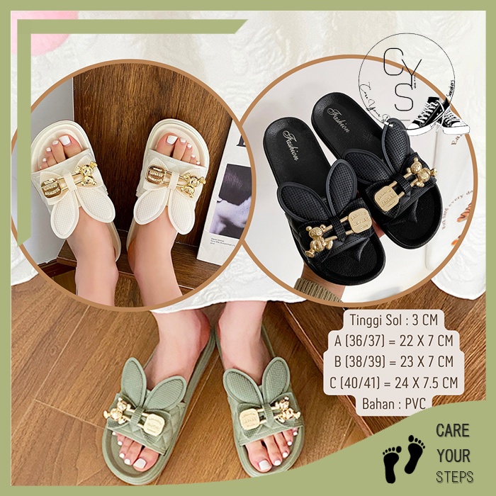 CYS COD Sandal wanita import fashion korea kekinian slip on sendal cewek teplek lembut terbaru elegant / Sandal casual / sendal rumah / SPT-56