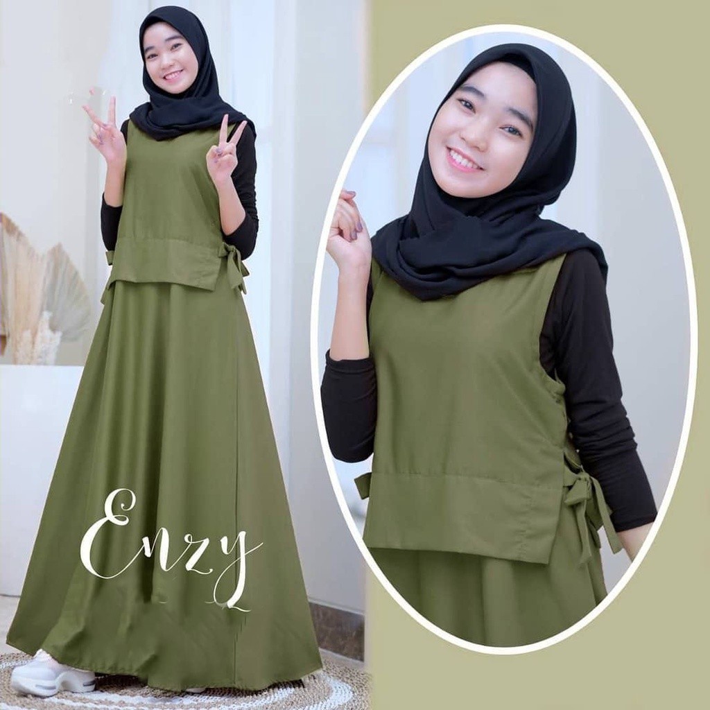 DISKON SHOPEE/ ENZI  DRESS / Gamis remaja kekinian korean style /GAMIS REMAJA BUSUI FRIENDLY.....