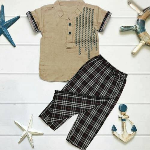baju anak laki laki  setelan koko celana sarung anak baju muslim anak laki - coklat(W4Z7) setelan an