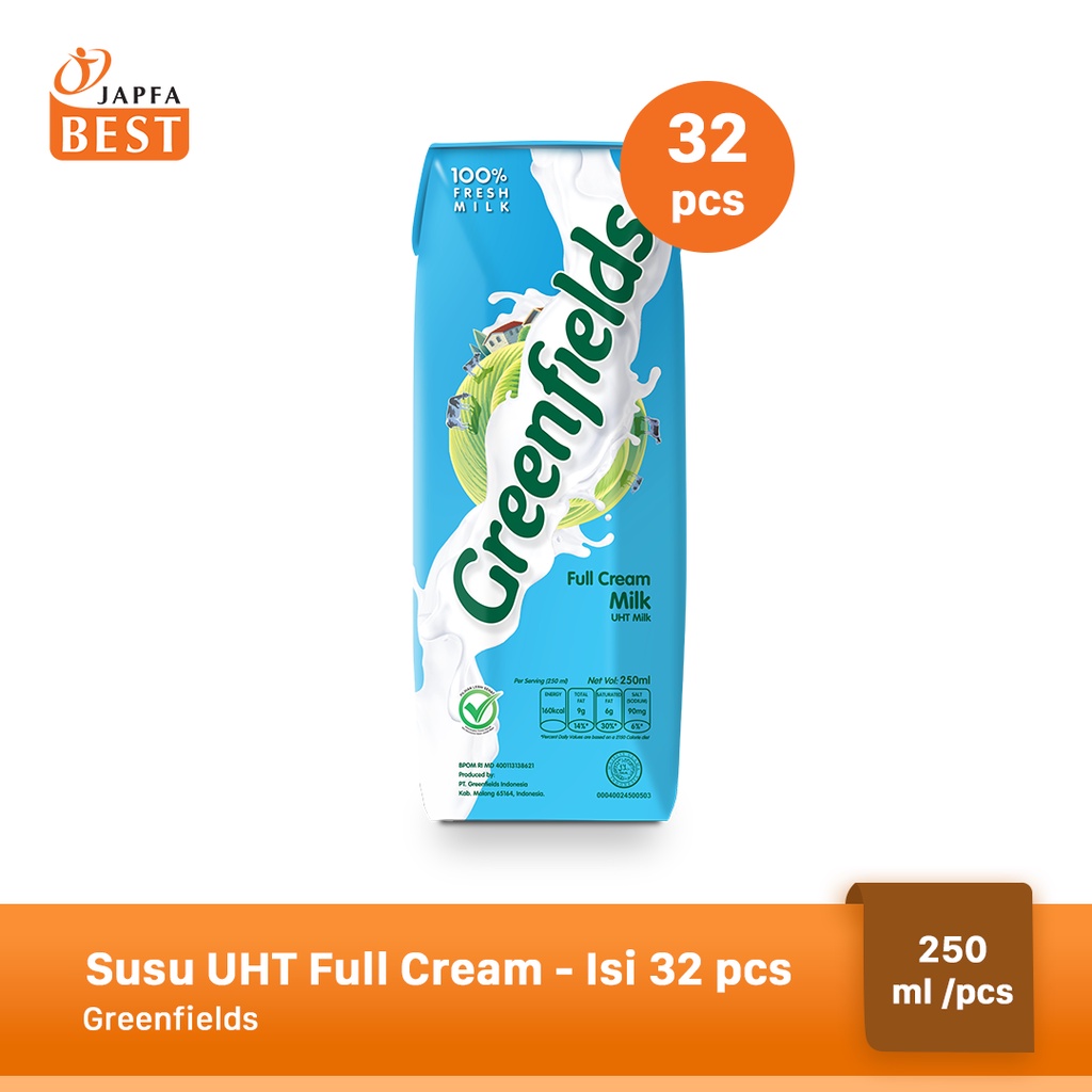 Susu Greenfields UHT Full Cream 250 ml - Isi 32 pcs