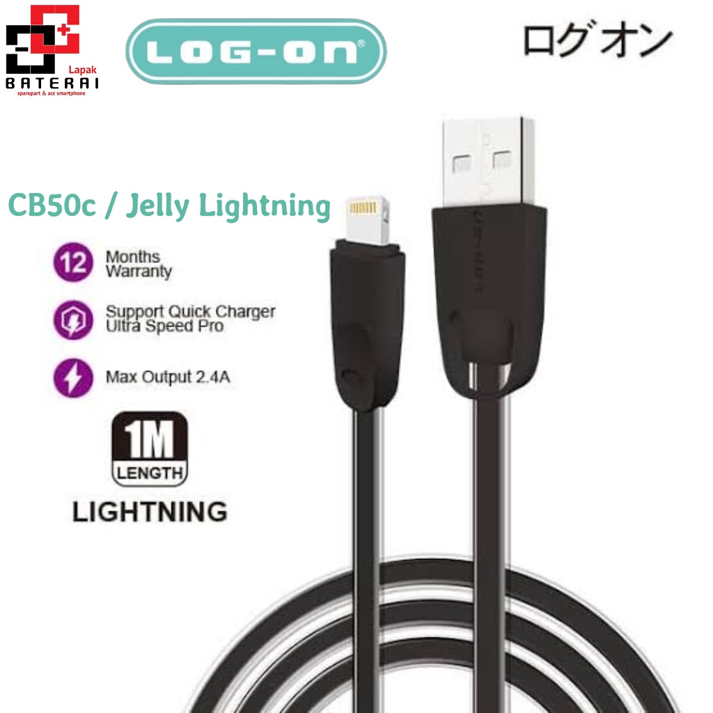 LOG - ON CB50i 1M Kabel Data Iphone Lightning 2.4A Support Quick Charger 3.0 | QC 3.0