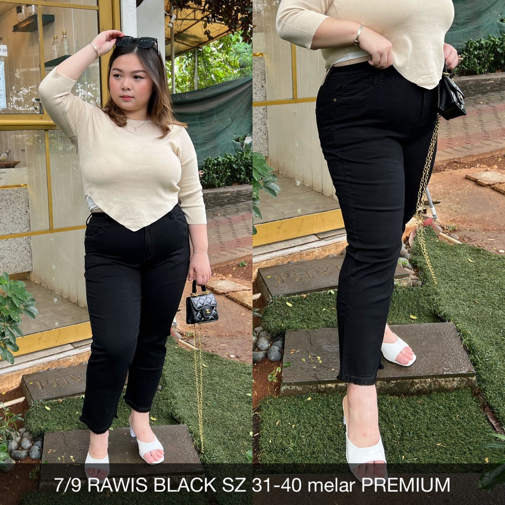 CELANA JEANS WANITA 7/9 RAWIS BLACK SUPERBIG