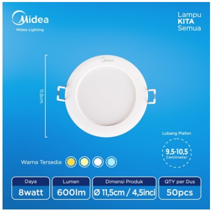 Midea Led Down Light 8 Watt 4000K Warm White