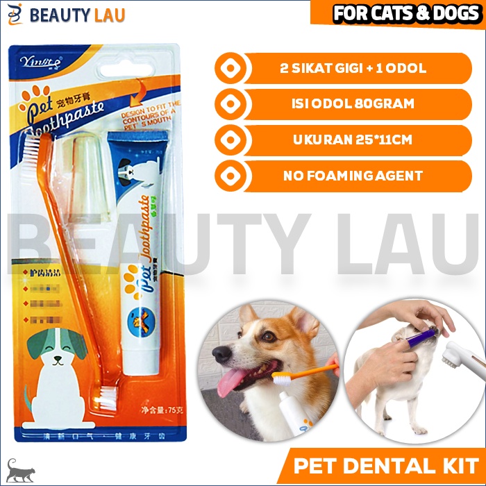 1SET SIKAT ODOL PASTA GIGI KUCING ANJING PET DENTAL GEL PET TOOTHBRUSH  TOOTHPASTE