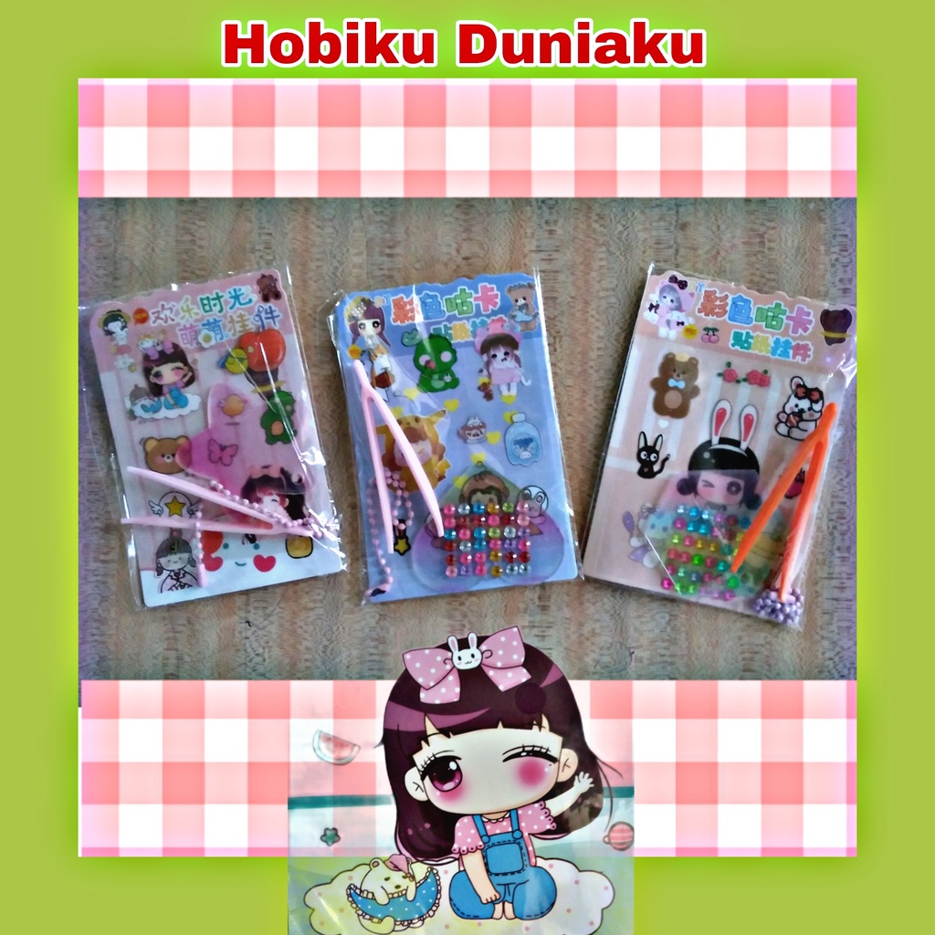 Stiker Gantungan Kunci/DIY/Manik Momo/Stiker Manik Viral/Ganci Manik Momo/ Mainan Edukasi Tempel Sti