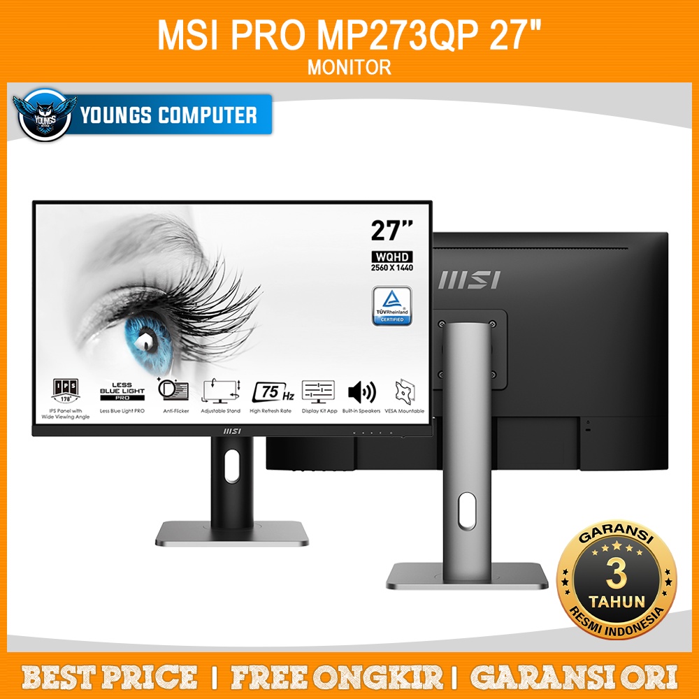 MONITOR LED MSI PRO MP273QP 27&quot; FLAT IPS 2K 75Hz WQHD