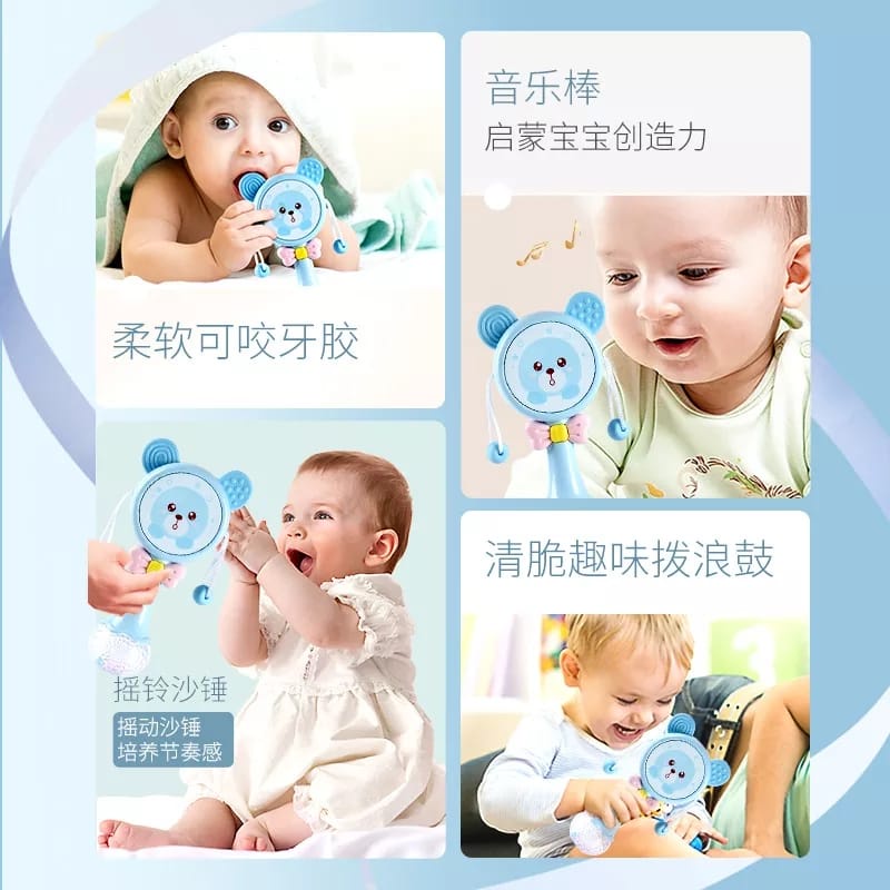 GP Mainan Anak Tongkat Genggam Rattle Musik Stick Drum + LED