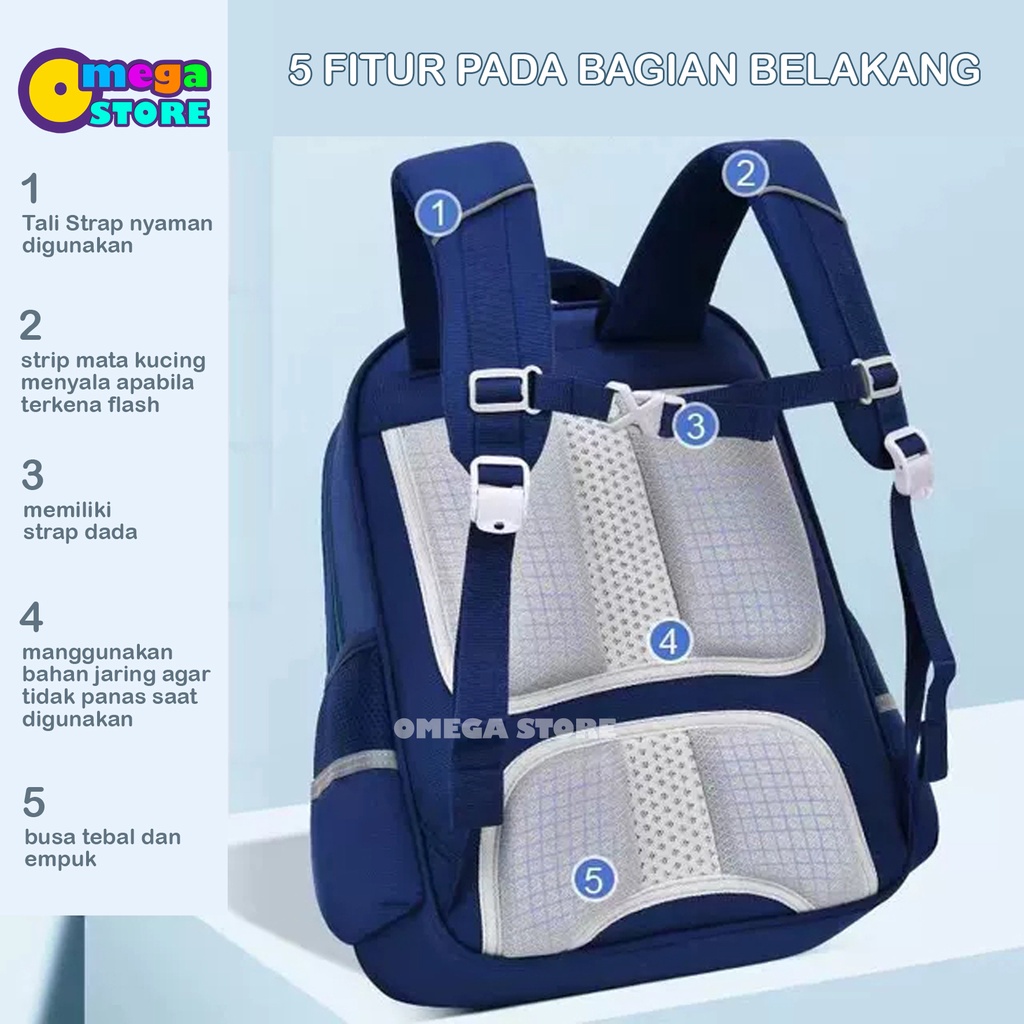 Tas Sekolah Siswa Baru TK SD Tas Ransel Sekolah Keren Backpack Kapasitas Besar Laptop Backpack - 287