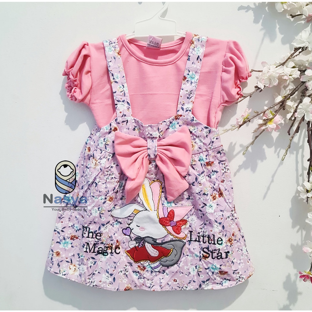 [SL-021] Dress pendek Motif Bunga / Dress Overall Harian Anak