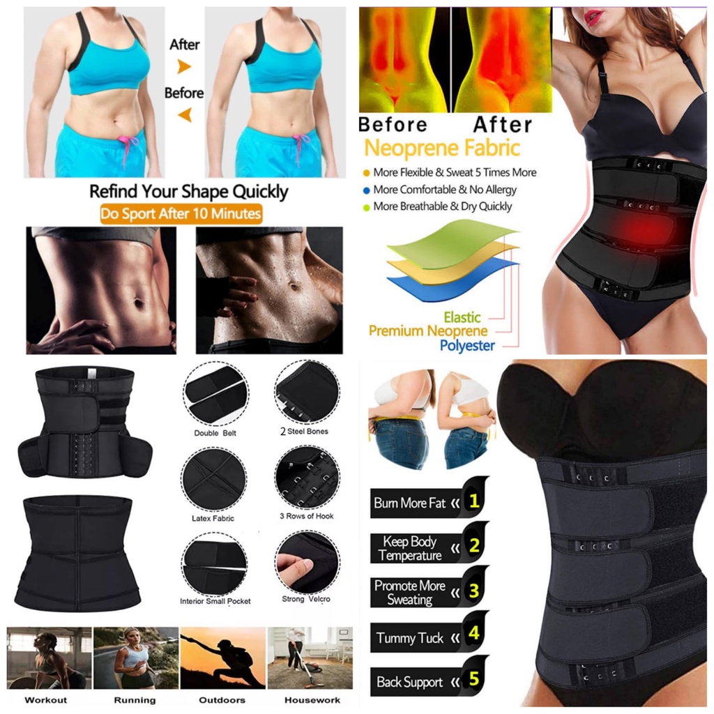 Korset Triple Strap Pengait Stagen Pelangsing Waist Body Trainer