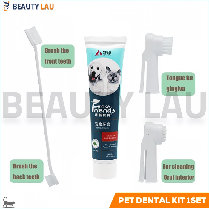 SIKAT ODOL GIGI KUCING ANJING 1SET PET TOOTHBRUSH  TOOTHPASTE SET PET DENTAL GEL PASTA GIGI KUCING ANJING