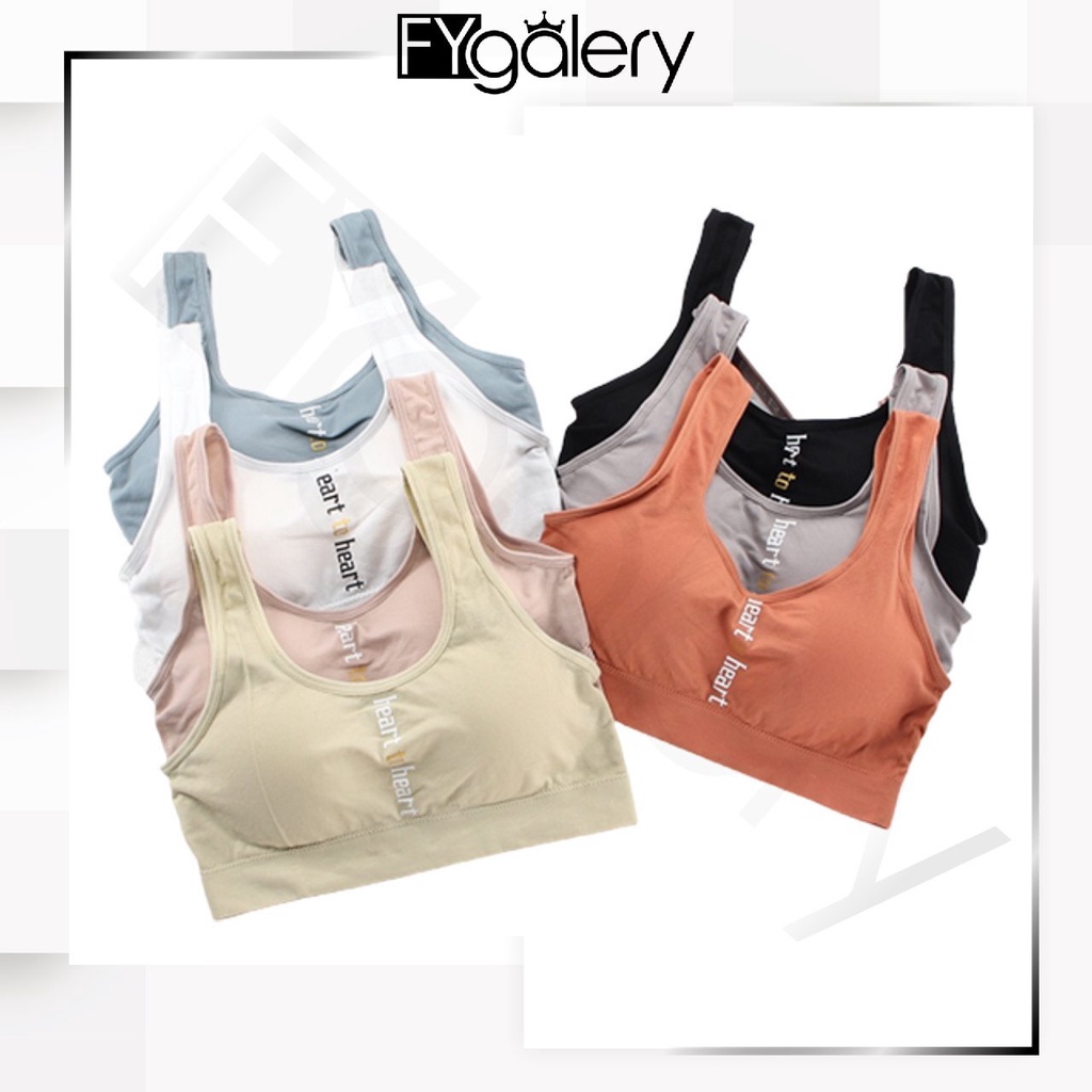 FYGALERY BRA530 Bra Tanpa Kawat Pakaian Dalam Wanita Polos Heart To Heart BH Olahraga Sportbra Gym Murah