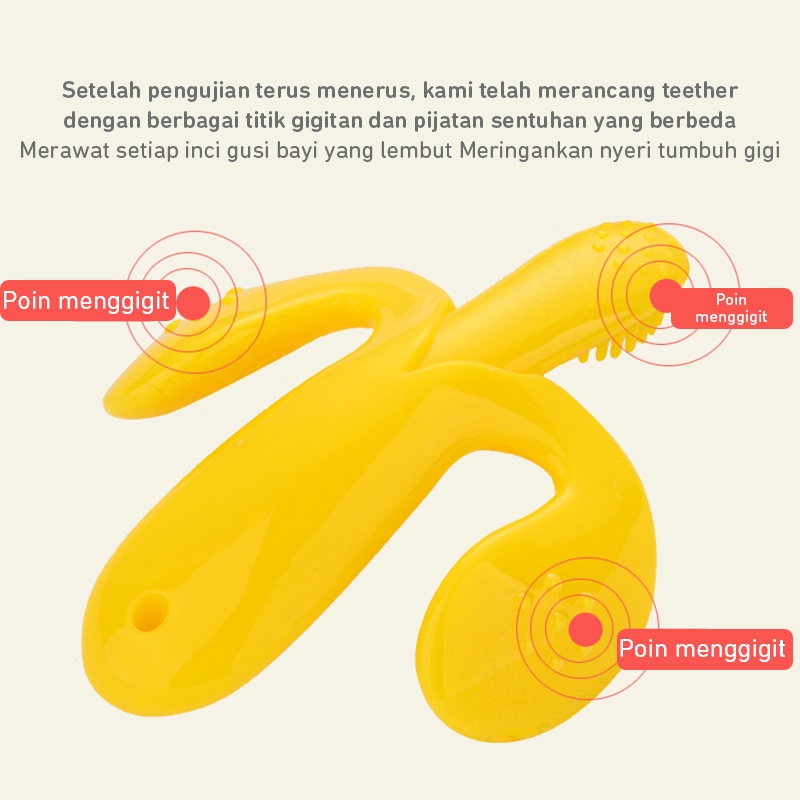 Baby Teether Gigitan Bayi berbentuk Pisang Banana Sikat Gigi Silikon/ Banana Teether/ Banana Teething Toothbrush