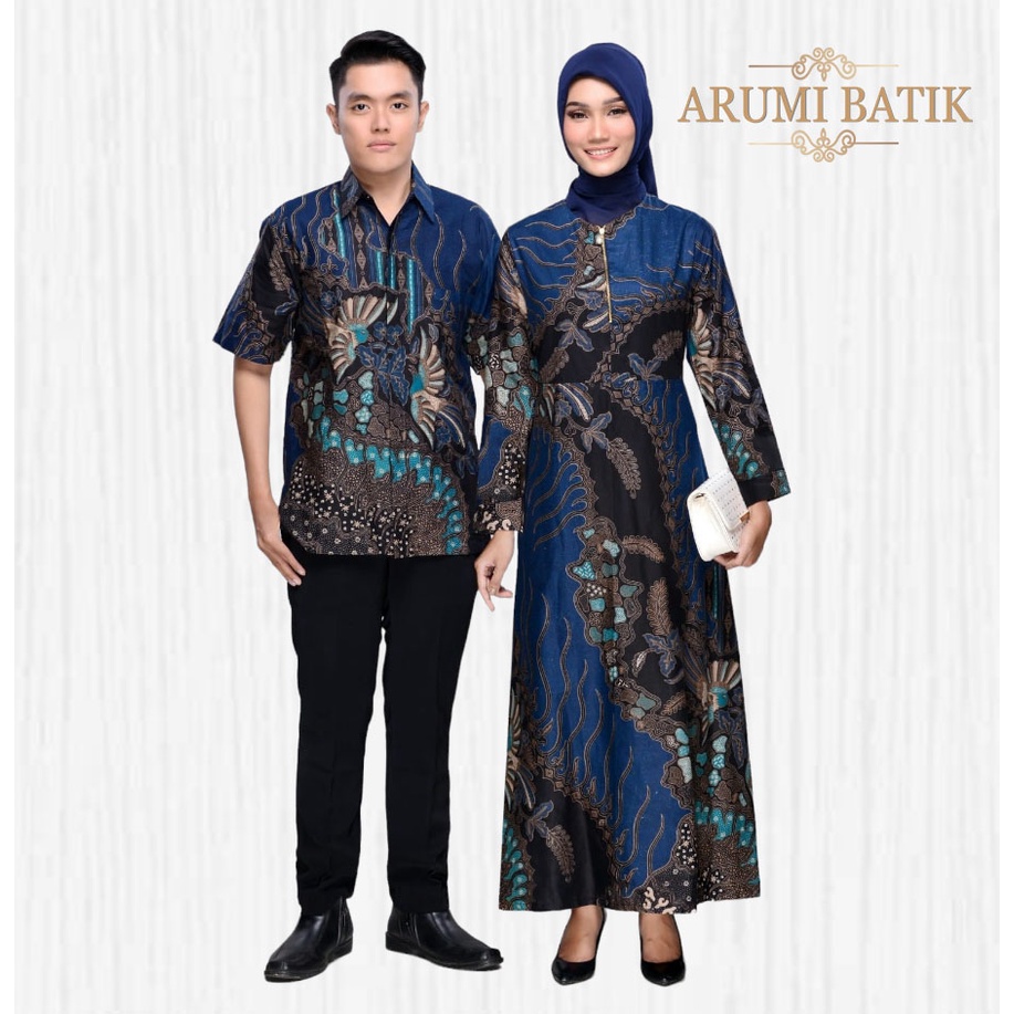 Sarimbit Batik Keluarga Gamis Muslim Busui Lebaran Tamara M - 5L JUMBO