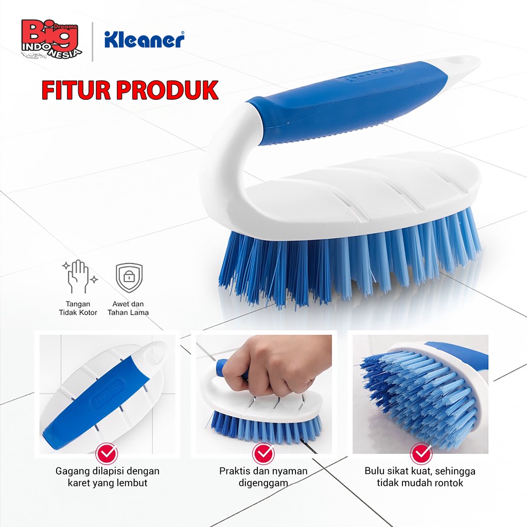 Sikat Lantai Gagang Karet Lembut Floor Brush Serbaguna 15 Cm Kleaner K19020