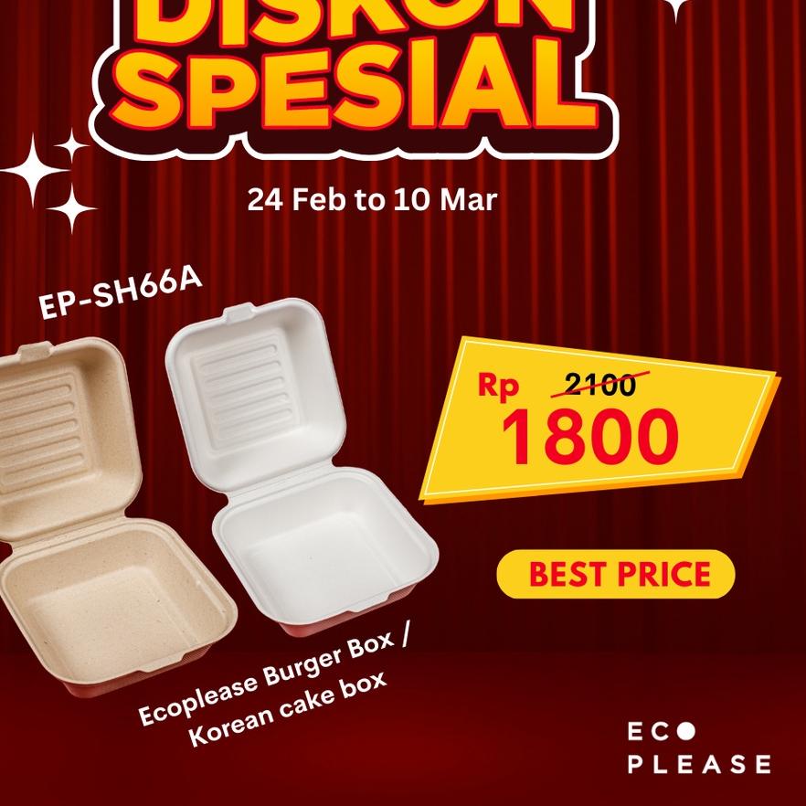

12.12 SALE Bagasse Box Bento Cake Burger Box Korean Lunch Box 50 pcs !