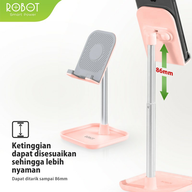 Stand Holder Adjustable ROBOT RT-US04 Dudukan HP Tablet Aluminium