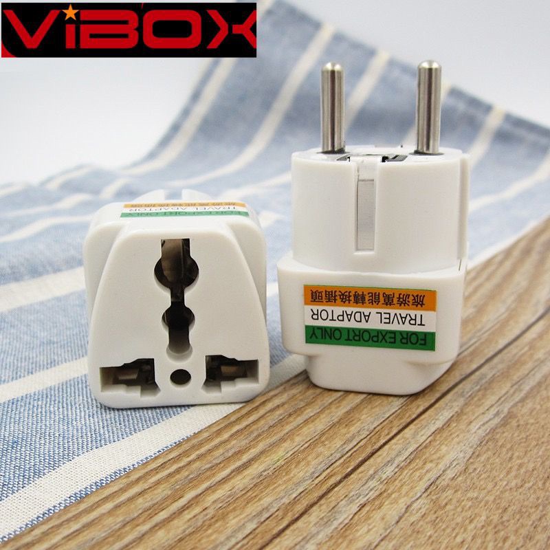 Vibox Travel Adapter universal Stop Kontak 3kaki to 2kaki bulat Adaptor Steker gepeng Colokan internasional to indonesia BY SMOLL