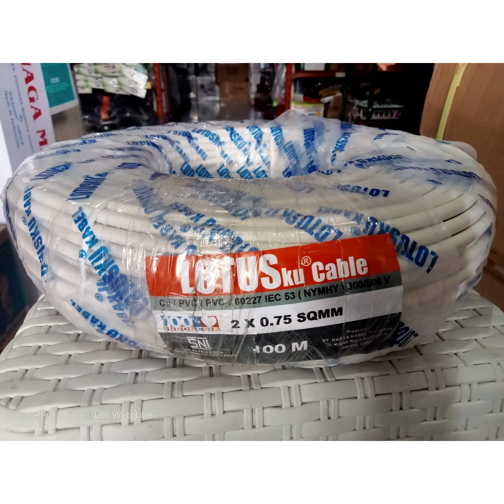Kabel Lotus Serabut 2x0,75 NYMHY 100 Meter