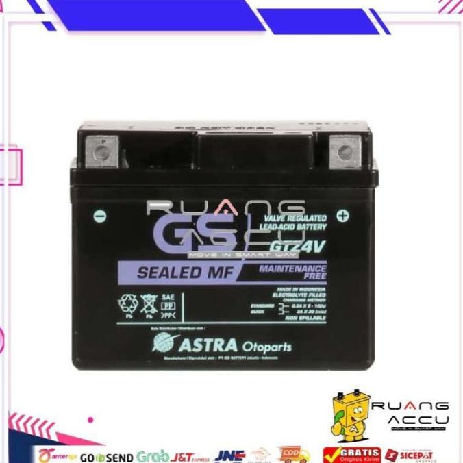Accu/Aki Motor Kering Gs Astra Original Gtz4V Untuk Motor Beat, Vixion Debezzz