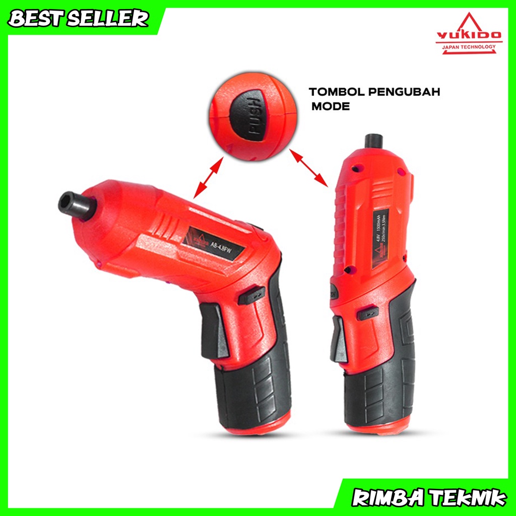 YUKIDO Bor mini electric Multi-function screwdriver Bor Obeng Cordless Screwdriver Full Set Toolkit 4.8V YUKIDO Cordless Screwdriver 4.8 V - Mesin Bor Obeng Baterai Batere Kunci Sok