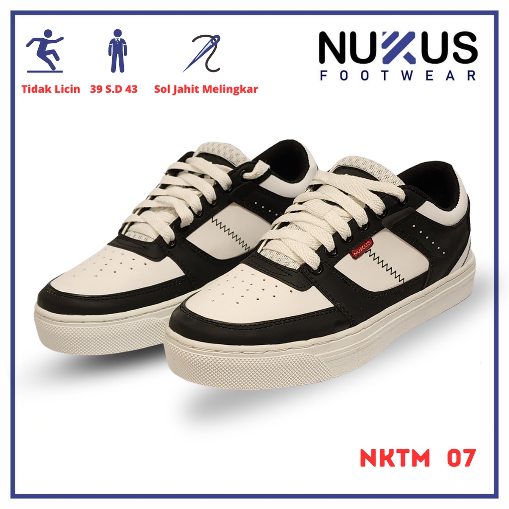 Sepatu Pria Sports Pendek Tali Hitam Putih - NKTM 07