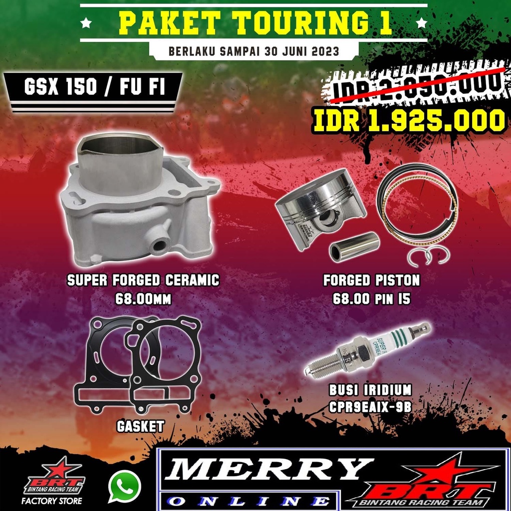 Paket Bore Up BRT Ceramic Blok Piston GSX &amp; Satria FU FI 68mm