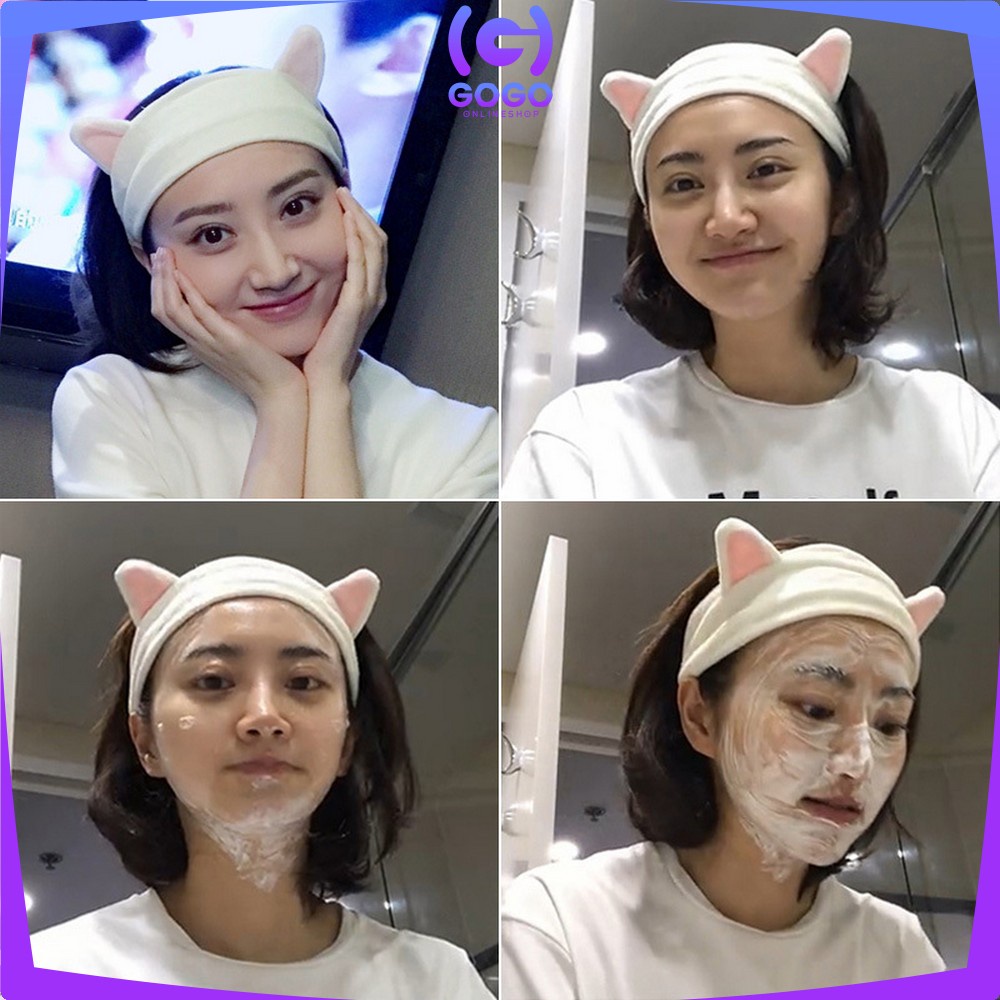 GOGO-C67 Bando Masker Motif Kuping Kucing Wanita Bahan Bludru / Bando Korea Facial Headband Hairband Women Aksesoris Rambut Import