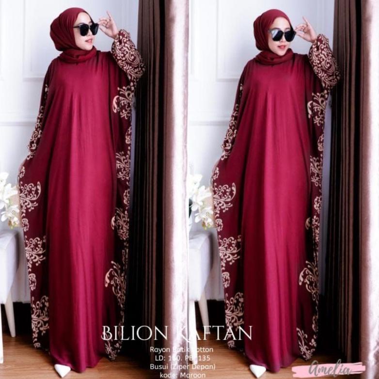 [ART. 4724] Gamis Rayon Jumbo Kaftan Viral / Billion Kaftan Motif Rumput Size Jumbo Busui Resleting 