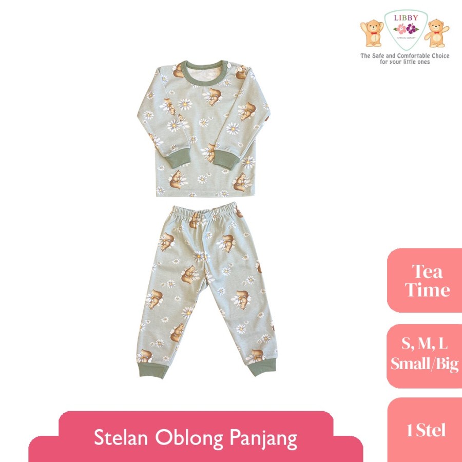 Libby Stelan Tangan Panjang - Celana Panjang Oblong Motif Tea Time