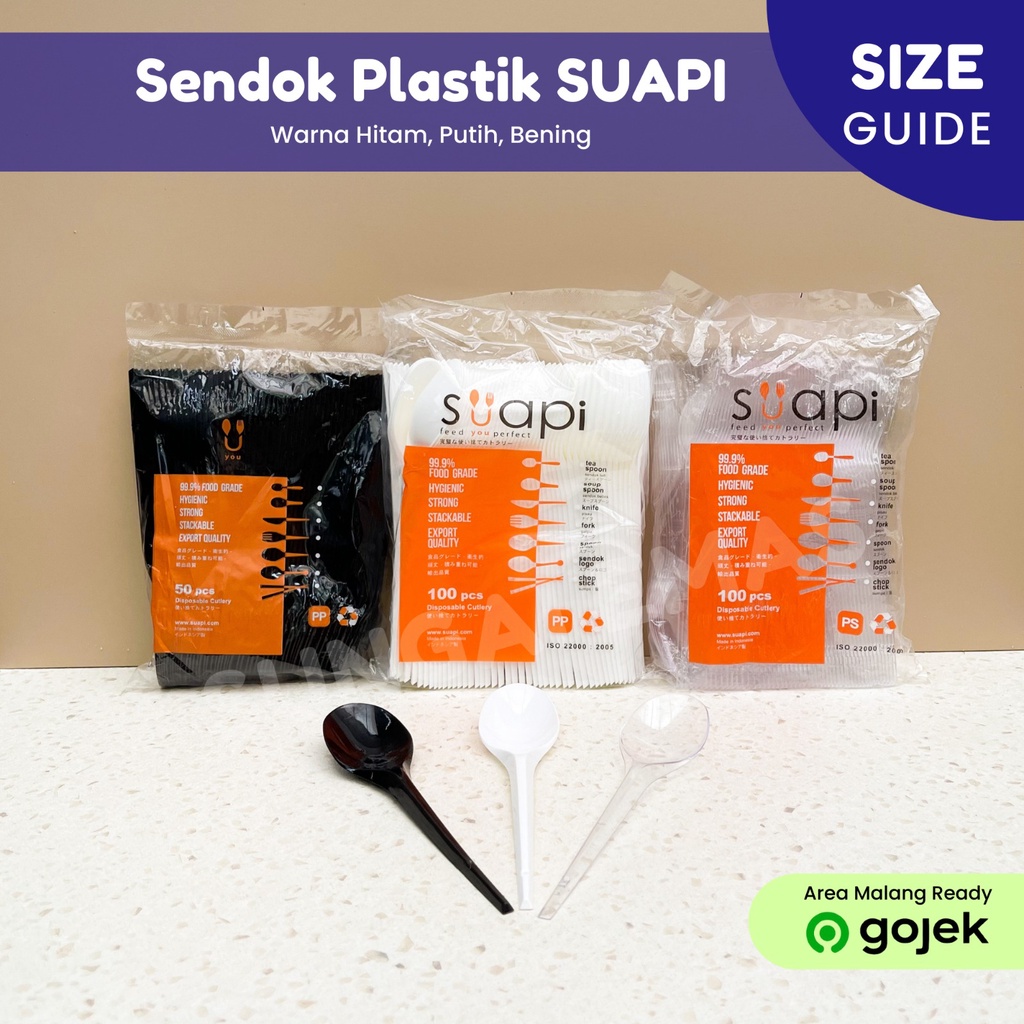 Sendok Garpu Plastik SUAPI Food Grade Sendok Suapi Garpu Suapi Sendok Garpu Hitam Putih Bening