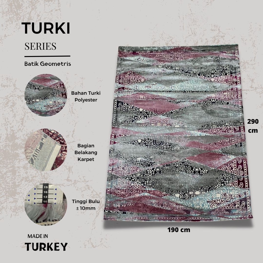 Karpet Turki Import Permadani 190x290  Batic Geometris Karpet Import Turki